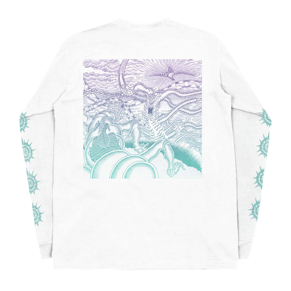 Distant Populations Creature Longsleeve White Tee | Quicksand US
